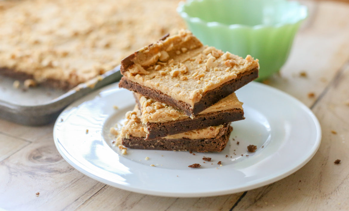 Sheet Pan Peanut Butter Brownies