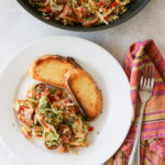 sauteed cabbage with chicken sausage and mustard