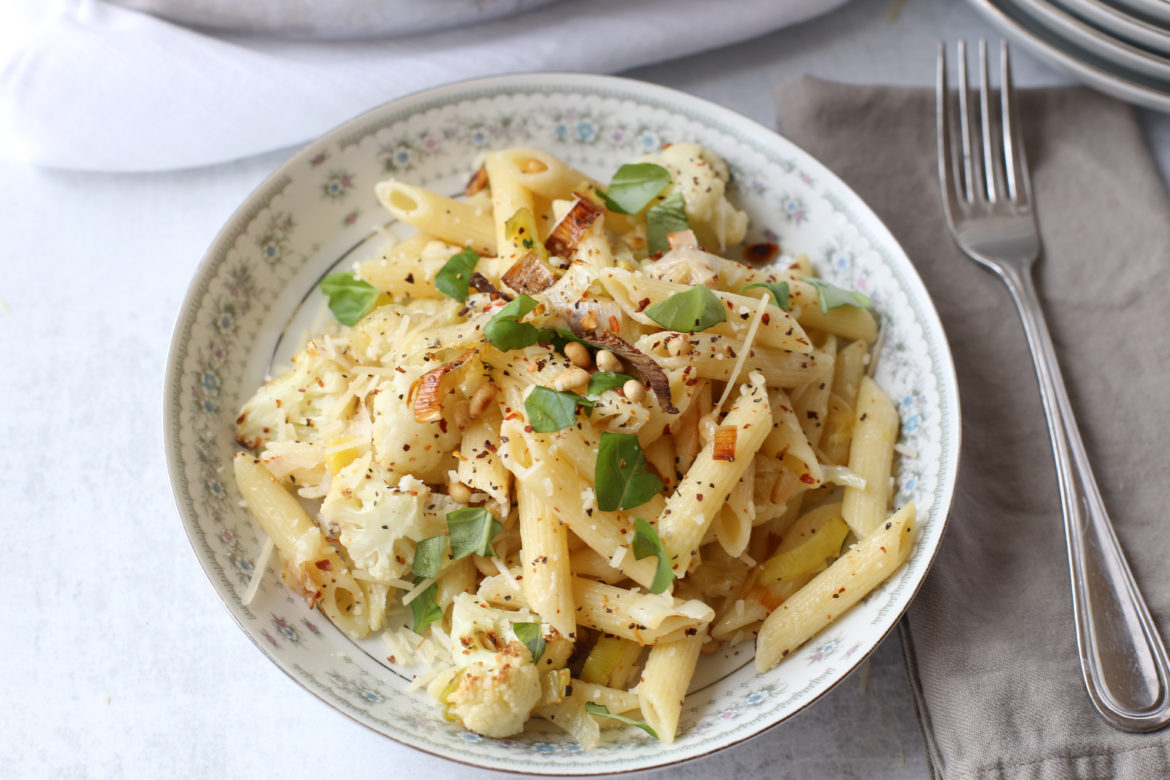 Roasted Leek and Cauliflower Pasta
