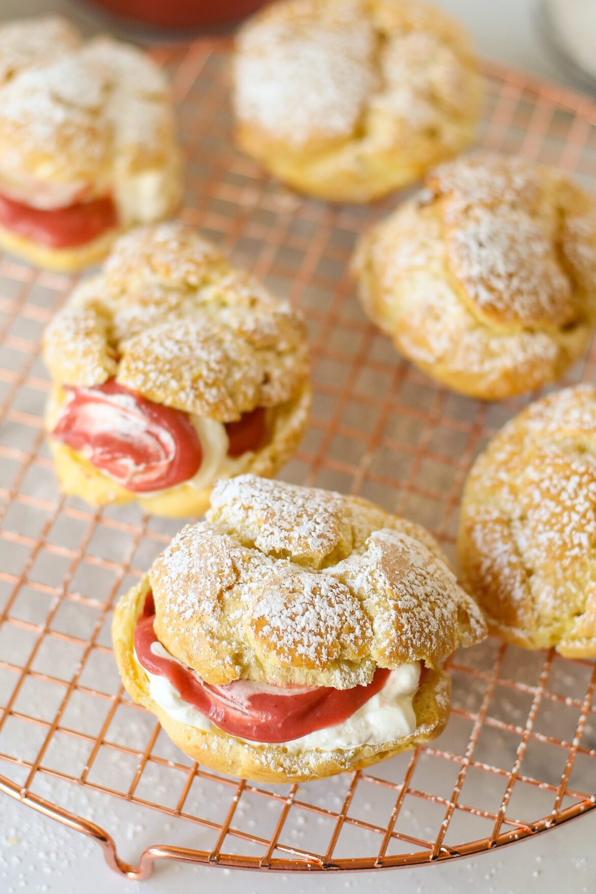 Cream Puffs with Strawberry Curd