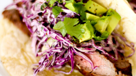 Steak Tacos with Creamy Avocado Slaw