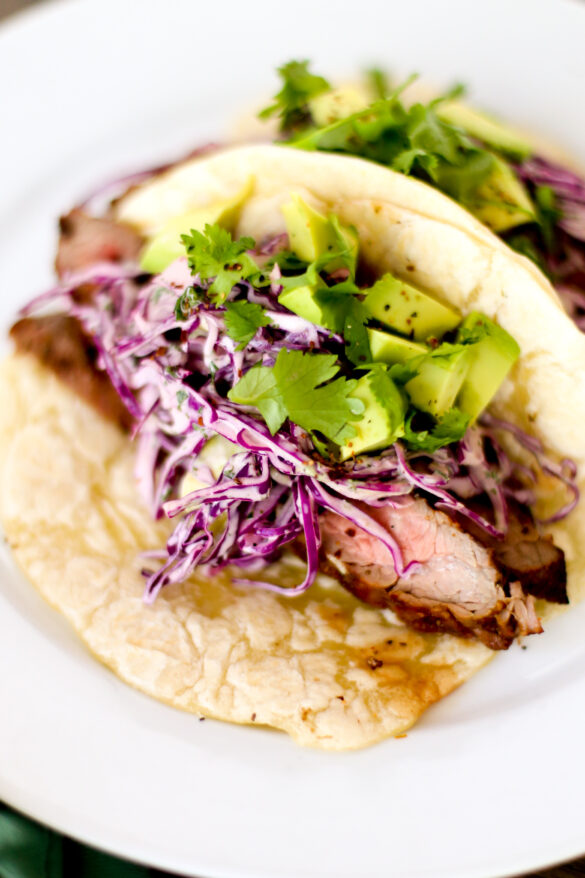Steak Tacos with Creamy Avocado Slaw