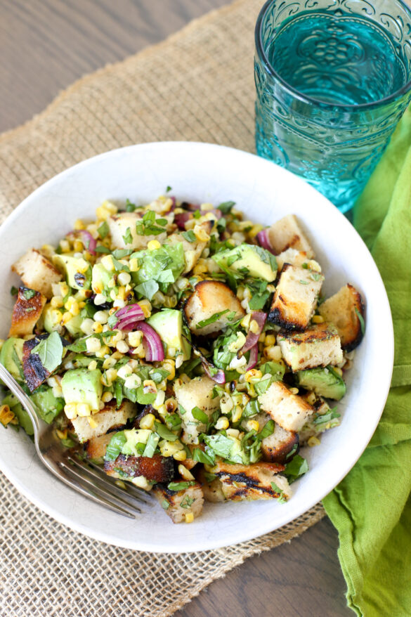 Grilled Corn Salad with Avocado & Basil
