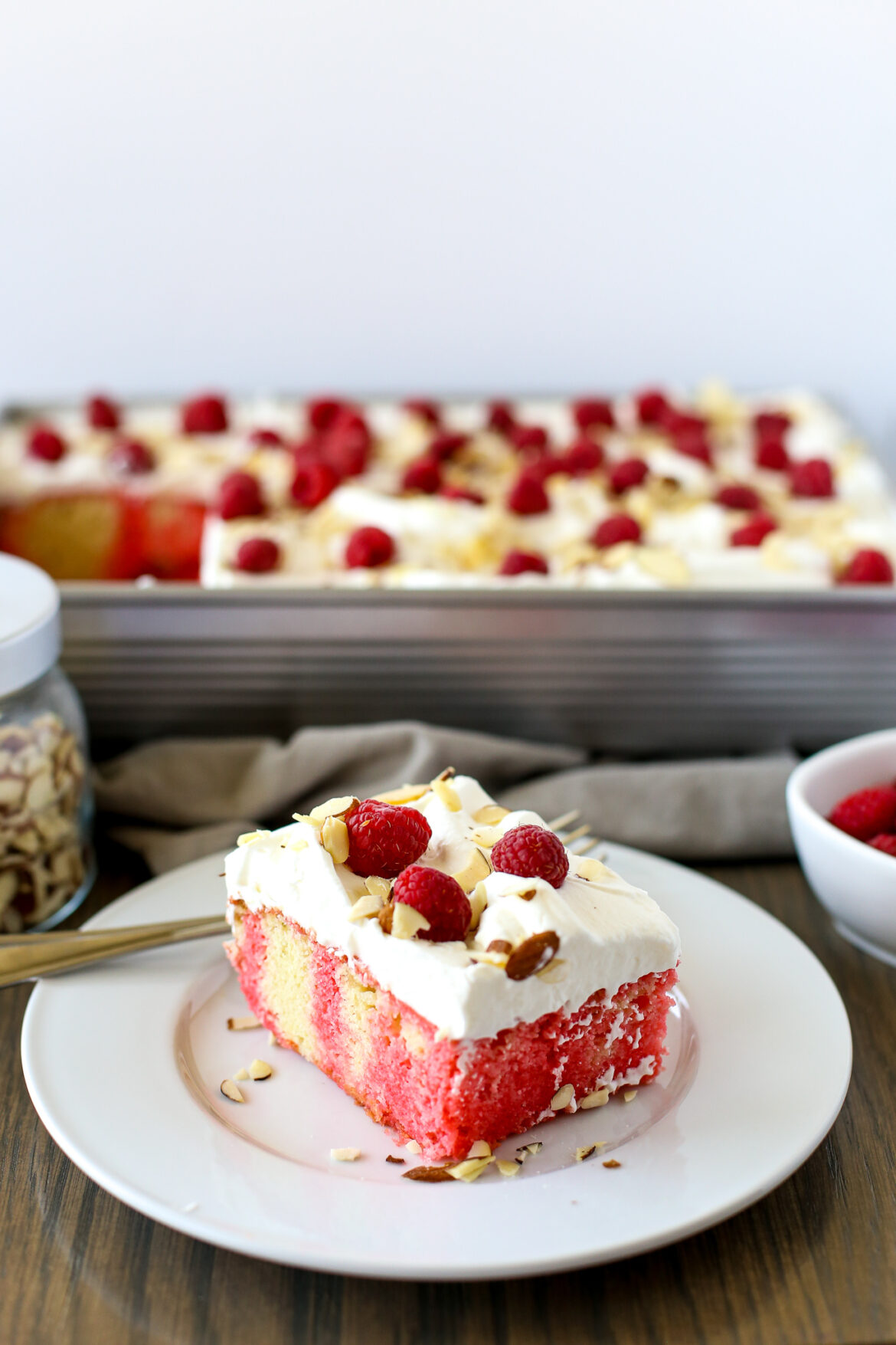 Almond Raspberry Poke Cake